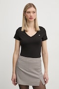Bavlnené tričko Tommy Jeans dámske, čierna farba, DW0DW20458
