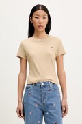 Tommy Jeans tricou basic pentru femei, din bumbac bej DW0DW20459