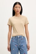 Tommy Jeans tricou basic pentru femei, din bumbac bej DW0DW20459