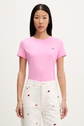 Tommy Jeans tricou basic damesc din bumbac roz DW0DW20459