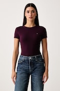 Tommy Jeans T-shirt basic damski bawełniany bordowy DW0DW20459