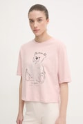 Бавовняна футболка Guess RHINESTONE жіноча колір рожевий V5RI09 I3Z14