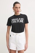Βαμβακερό μπλουζάκι Versace Jeans Couture γυναικείο, χρώμα: μαύρο, 78HAHE05 CJ00E