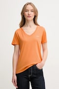 Pepe Jeans t-shirt bawełniany MACY V-NECK damski kolor pomarańczowy PL506051