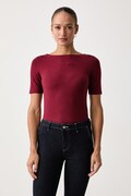United Colors of Benetton kratka majica ženska bombažna z elastanom bordo 3FJHD109K