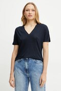 BOSS t-shirt z domieszką lnu damski kolor granatowy 50537543