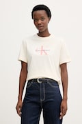Calvin Klein Jeans t-shirt damski bawełniany beżowy LV047B865G