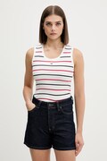 Tommy Jeans top de damă din bumbac cu elastan alb DW0DW20673