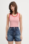 Tommy Jeans top bawełniany z elastanem czerwony DW0DW20673