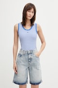 Tommy Jeans top din bumbac cu elastan albastru DW0DW20673