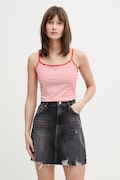 Tommy Jeans top dámský bavlněný s elastanem červený DW0DW20675