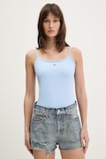 Tommy Jeans top dámský bavlněný s elastanem modrý DW0DW20675