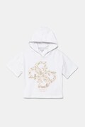 Guess bluza bawełniana dziecięca kolor biały z kapturem z aplikacją J5GQ02 KA6R4