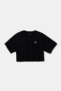 Otroška bombažna kratka majica Vans SALTON RELAX CROP črna barva, VN000P5RBLK1