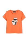 Karl Lagerfeld t-shirt bawełniany dziecięcy kolor pomarańczowy Z30492