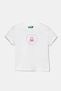 United Colors of Benetton tricou de bumbac pentru copii culoarea alb, 3I1XG10HU