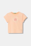 Detské bavlnené tričko United Colors of Benetton oranžová farba, 3I1XG10HU