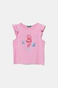 Детска памучна тениска United Colors of Benetton в розово 3I1XG10JK