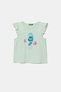 Детска памучна тениска United Colors of Benetton в тюркоазено 3I1XG10JK