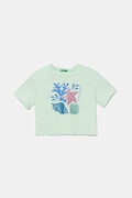 Дитяча бавовняна футболка United Colors of Benetton колір зелений 35RYC10OZ