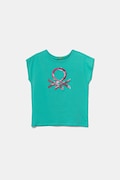 United Colors of Benetton tricou de bumbac pentru copii culoarea turcoaz, 3I1XC10P1