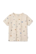 Liewood t-shirt bawełniany dziecięcy Apia Printed Shortsleeve T-shirt kolor beżowy wzorzysty LW19845