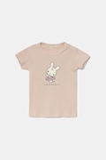 United Colors of Benetton tricou din bumbac pentru bebelusi culoarea roz, cu imprimeu, 3I9WA1062