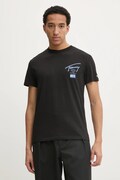 Tommy Jeans tricou din bumbac barbati, culoarea negru, cu imprimeu, DM0DM21106