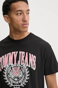 Bavlnené tričko Tommy Jeans pánske, čierna farba, s potlačou, DM0DM21191