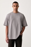 HUGO Blue T-shirt swetrowy męski z bawełną Nuwaffle szary 50534434