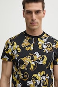Bavlnené tričko Versace Jeans Couture pánske, čierna farba, vzorované, 78GAH6S0 JS458