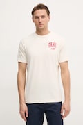 Gant tricou din bumbac barbati, culoarea bej, cu imprimeu, 2003292
