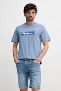 Памучна тениска Pepe Jeans PICTHON в синьо с принт PM509782
