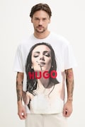 Bavlněné tričko HUGO Duwedie bílá barva, s potiskem, 50535314