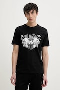 HUGO tricou din bumbac barbati, culoarea negru, cu imprimeu, 50538257