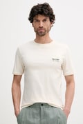 Lindbergh tricou din bumbac culoarea bej, cu imprimeu, 30-400235