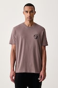 Karl Lagerfeld Jeans T-shirt męski z bawełną brązowy A2M17072