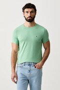 Tommy Hilfiger basic tričko pánské bavlněné s elastanem zelené MW0MW10800