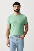 Tommy Hilfiger T-shirt basic męski bawełniany z elastanem zielony MW0MW10800