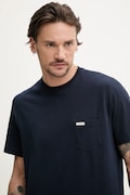 Памучна тениска Guess Jeans в тъмносиньо с изчистен дизайн M5RI74 K8FQ4