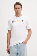 Памучна тениска United Colors of Benetton в бяло с принт 3BL0U10AG