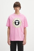 AAPE t-shirt bawełniany Basic męski kolor różowy z nadrukiem AAPTEM1638XXO