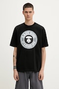 AAPE t-shirt bawełniany Basic męski kolor czarny z nadrukiem AAPTEM1638XXO