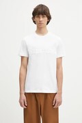 Helmut Lang t-shirt bawełniany EMBOSSED.TEE.ROUNDED męski kolor biały z aplikacją P01HM508