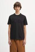Helmut Lang t-shirt bawełniany EMBOSSED.TEE.ROUNDED męski kolor czarny z aplikacją P01HM508