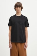 Helmut Lang t-shirt bawełniany EMBOSSED.TEE.ROUNDED męski kolor czarny z aplikacją P01HM508