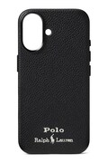 Kožené puzdro na mobil Polo Ralph Lauren iPhone 16 čierna farba, 405P17551