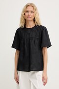 Weekend Max Mara bluzka damska lniana BACINO czarna w kwiaty 2615941082600