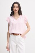 Mos Mosh bluzka damska lniana różowa gładka 178100