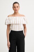 Marella μπλούζα off shoulder γυναικεία βαμβακερή Emme by Marella μπεζ ριγέ 2615161162200